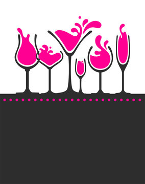 background with set of wine glass