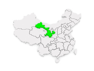 Map of Gansu. China.
