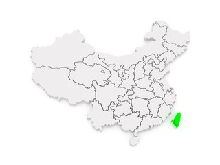 Map of Taiwan. China.