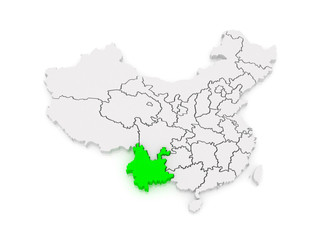 Map of Yunnan. China.