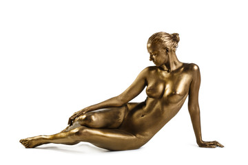 Golden statue of Valkyrie concept