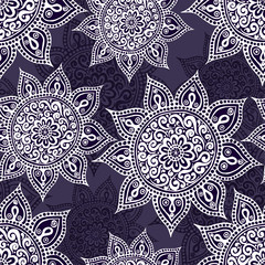 Ethnic seamless pattern with mandala and paisley.