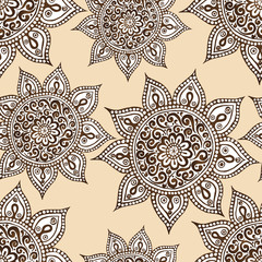 Ethnic seamless pattern with mandala and paisley.