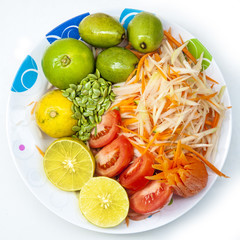 Ingredients for thai spicy salad SomTum