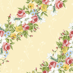 Seamless Pattern with Vintage Wildflowers