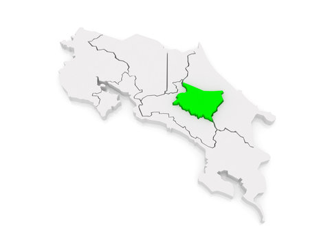 Map of Cartago. Costa Rica.