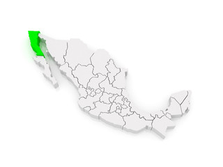 Map of Baja California. Mexico.