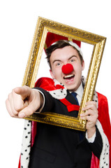 Funny businessman with clown nose