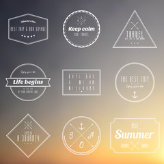 travel vintage label on sun set gradient background