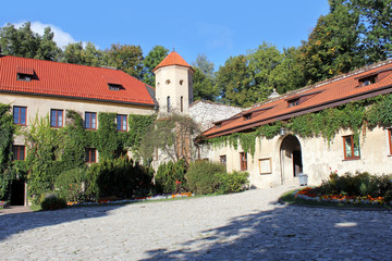 courtyard of Pieskowa Skala Castle near Krakow, Poland