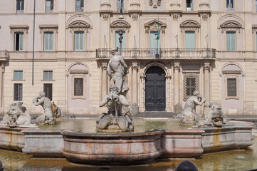 Fototapeta na wymiar Fontana of the Four Rivers in Rome