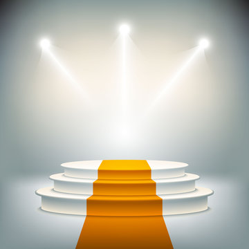 Illuminated stage podium for award ceremony vector