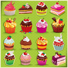 Vintage Cupcake poster set design