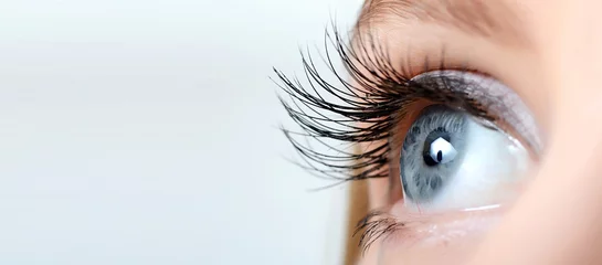 Fotobehang Vrouwelijk oog met lange wimpers close-up © Vladimir Voronin