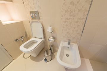 Toilet room in the modern interior