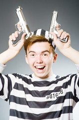 Funny prison inmate in concept