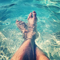 Foots in swimingpool
