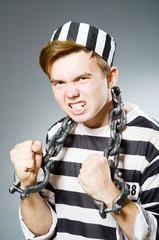 Funny prison inmate in concept
