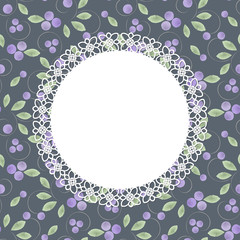 Seamless pattern with leaves and berries and vintage frame