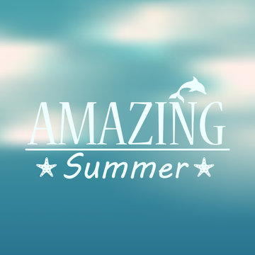 Colorful blurred hipster summer background with text