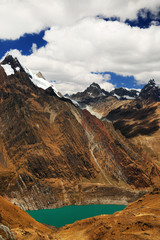 Solteracocha Lake in Cordiliera Huayhuash, Peru, South America