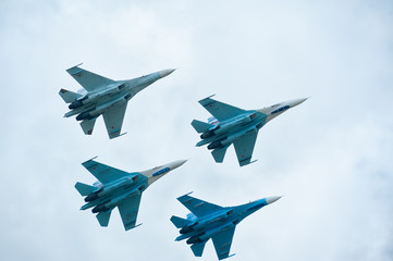 Fototapeta na wymiar Military air fighters Su-27
