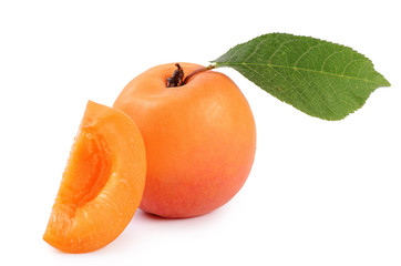 Fresh apricot with a leaf