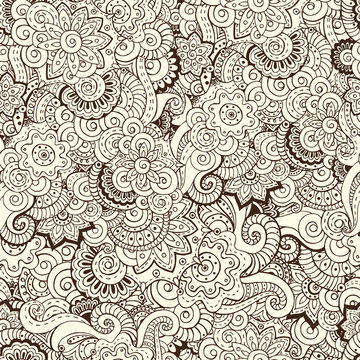 Seamless asian floral retro background pattern in vector.