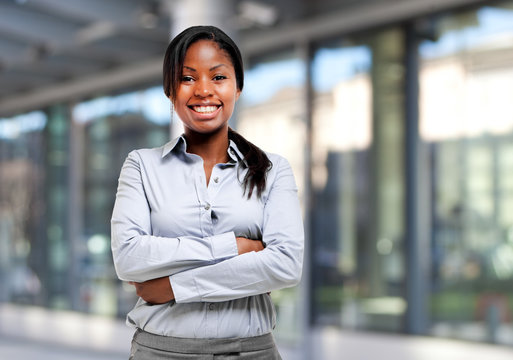 Smiling black businesswoman