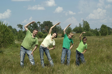 Cute family at nature