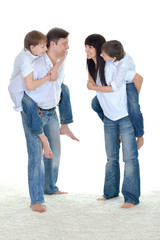 Obraz premium family of four in full length