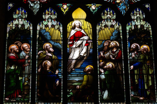 Ascension of Jesus Christ in stained glass