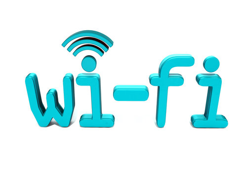 3d glossy and shinny wi fi symbol with w, i and f letters