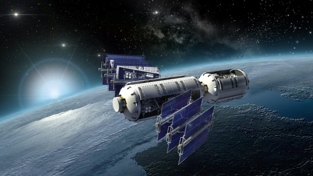 Satellite, spacelab or spacecraft surveying Earth