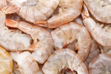 Raw uncooked shrimps