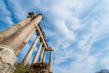 Fototapeta na wymiar Ancient Rome ruines on bright summer day