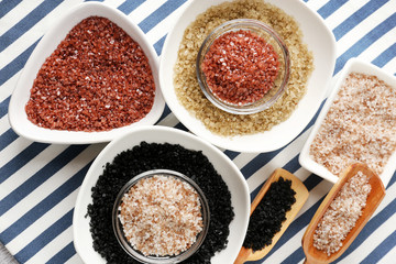 Different sea salt, close up