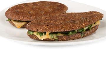 Two rye flatbred on a plate
