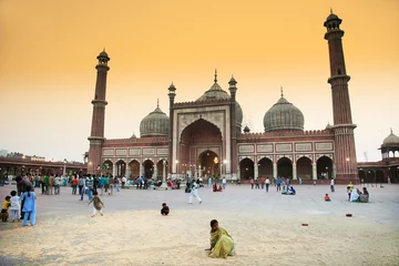 Foto op Aluminium Architectonische details van de Jama Masjid-moskee, Old Delhi, India © Rechitan Sorin