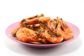Grilled shrimp isolate on a white background  