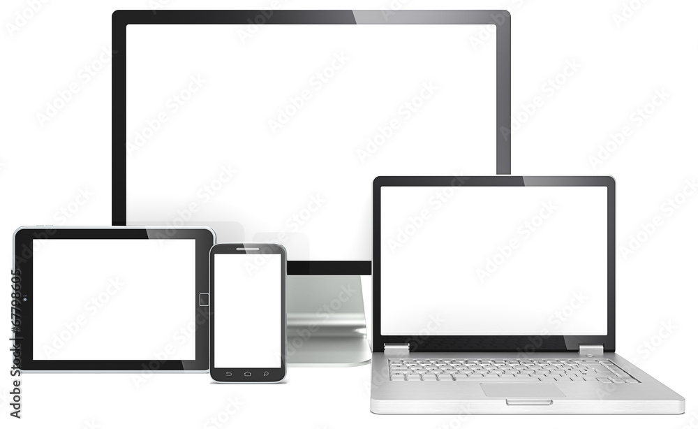 Wall mural responsive web design. devices no branded. copy space.
