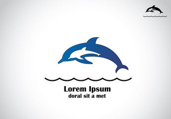 mother & baby dolphins swim jump & diving into sea concept art