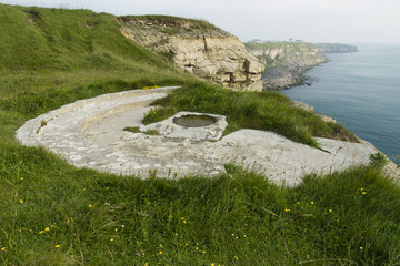 World War Two gun emplacement on cliff edge