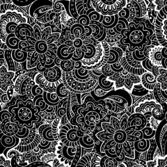 Seamless asian floral retro background pattern in vector.