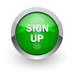 sign up green glossy web icon