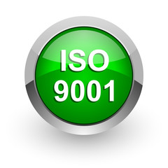 iso 9001 green glossy web icon