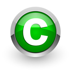 copyright green glossy web icon