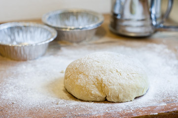 Fototapeta na wymiar dough and flour