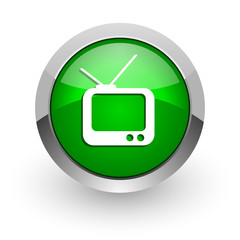 tv green glossy web icon