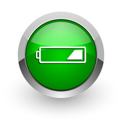 battery green glossy web icon